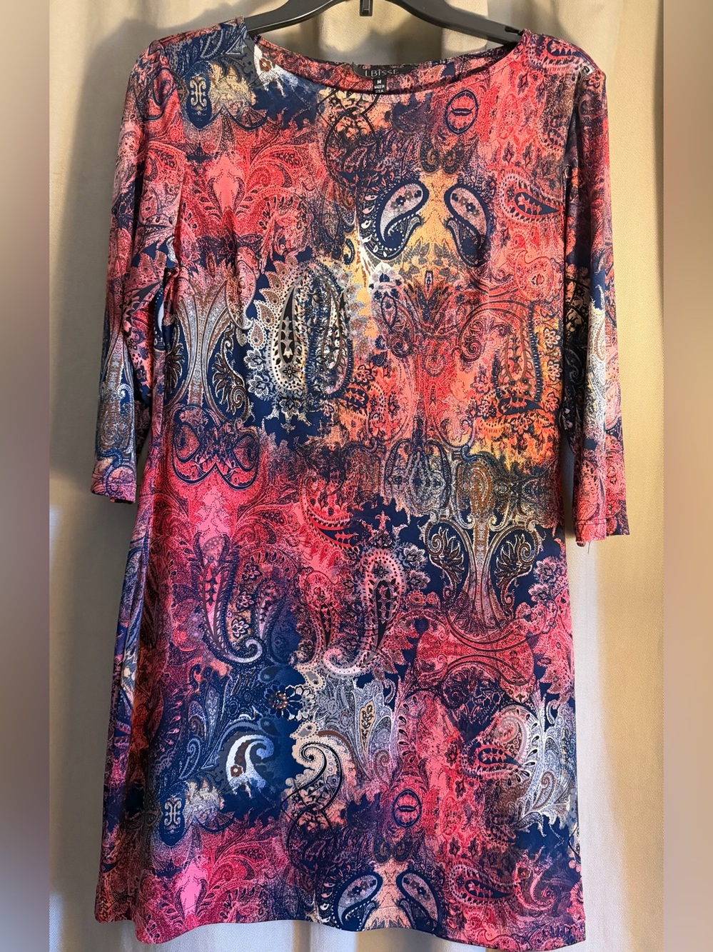 Paisley Print Shift Dress in Pink & Navy - Liz Claiborne